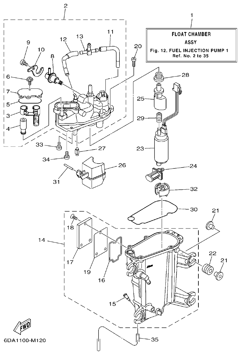 Yamaha 20 FUEL INJECTION PUMP 1 parts diagram